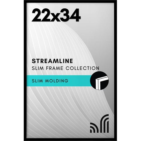 Streamline Collection Cadre pour affiche 55,9 x 86,4 cm avec plexiglas poli – Cadre photo à bordure fine pour affichage mural – Matériel de suspension inclus – Noir (1/5)