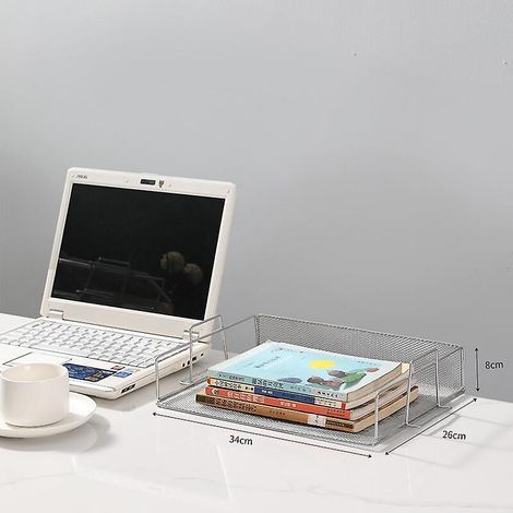 Briefablagen aus silbernem Netzgewebe – 2er-Set, stapelbarer Schreibtischorganizer für Büro, Schule und Studium (1/4)