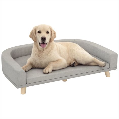 Couchage pour chien Lit surélevé pour chien 98 x 67 cm gris bois (1/5)