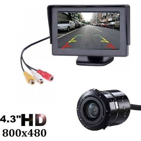 Caméra de recul HD 1080p avec écran 4,3 pouces, moniteur de tableau de bord, kit d'aide au stationnement pour voitures, camping-cars, camions, caravanes, étanche, vision nocturne (1/5)