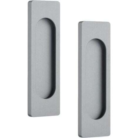 Poignées de porte coulissante ovales Lot de 2 autocollantes en alliage d'aluminium sans perforateur affleurante gris mat 100 mm (1/4)