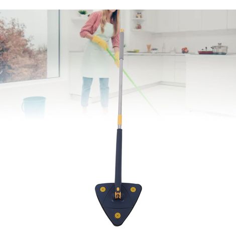 Balai Triangulaire Télescopique Rotatif, Vadrouille de Nettoyage des Murs avec Compression Automatique de l'eau, Rotation à 360 Degrés, Chiffon en Microfibre, Nettoyage des Coins (1/5)