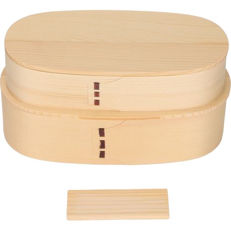 Boîte Bento Bois Double Couleur - Boîte Repas Portable en Bois Composite pour École, Étudiant et Camping (1/5)