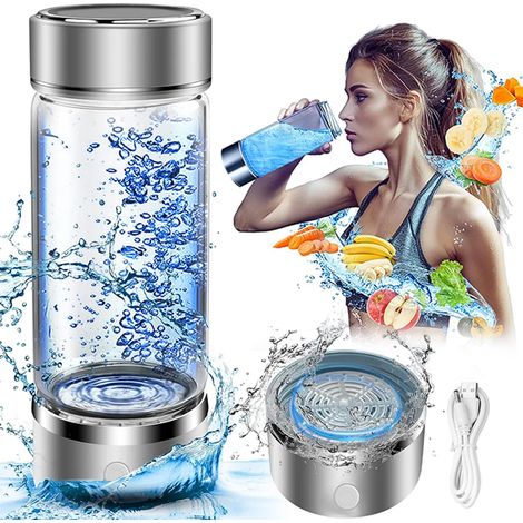 Bouteille d hydrogène portable quatre cent trente millilitres argentée ioniseur avec technologie SPE et PEM pour eau santé
