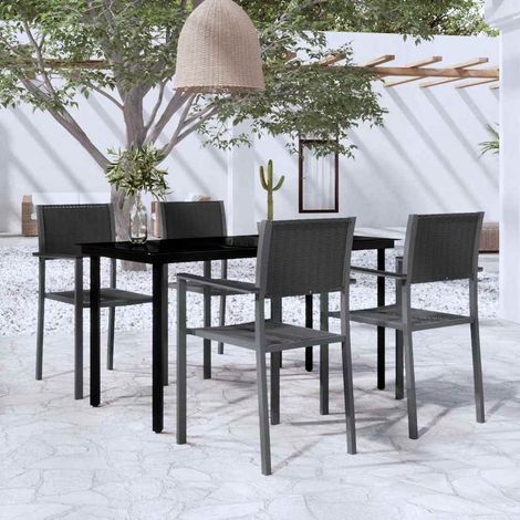 Ensemble Table et Chaise de Jardin 5 pcs - Ensemble de salle à manger de jardin Noir BV712539 - BonneVie (1/5)