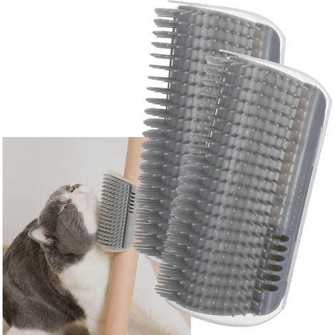 2er-Pack Eckkratzer für Katzen mit weichen Borsten, graue Gesichtskratzer für Katzen, leicht zu reinigen, Wandkratzbaum (1/5)