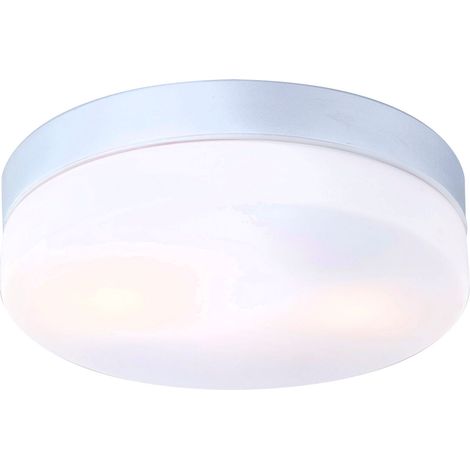 LED Deckenlampe fürs Bad, Alu silber mit Abdeckung opalweiß, Ø 24cm (1/3)