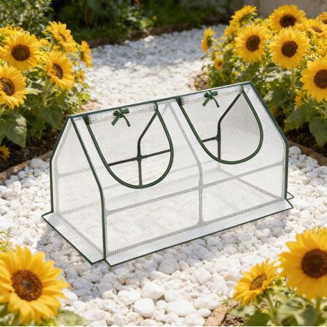 Mini serra da balcone 120 x 60 x 60 cm in acciaio e PE bianco DESVIAE (1/5)