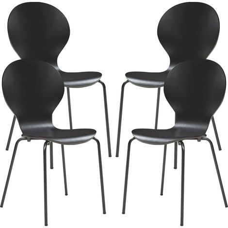 Set di 4 sedie da pranzo 85 x 48 x 50 cm design moderno robuste nere 030009820