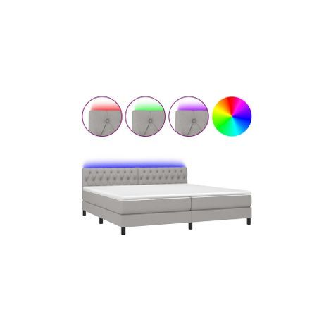 Sommier à lattes de lit matelas LED Gris clair 200x200 Tissu (1/5)