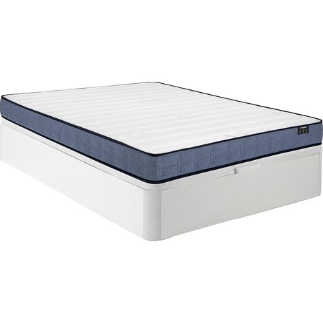Set 160 x 200 cm rete letto contenitore bianco + materasso a molle molle capsace - DAYNI di YSME
