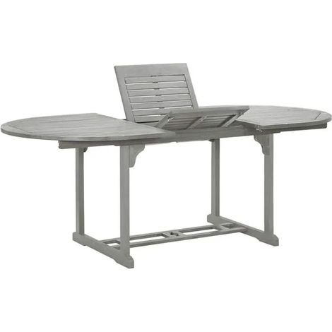 Table de jardin grise, 200x100x75 cm, en bois d'acacia massif. (1/5)