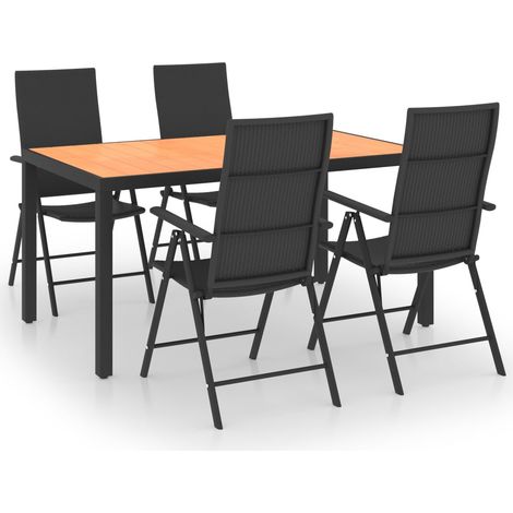 Ensemble Table et Chaise de Jardin 5 pcs - Ensemble de salle à manger de jardin Noir et marron BV693952 - BonneVie (1/5)