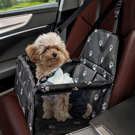 Siège auto pour chien - Siège auto respirant et lavable pour petits animaux - Boîte de transport pliable - Dimensions stables déplié : 40 x 32 x 25 cm (1/4)