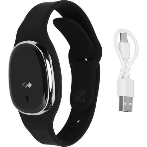 Bracelet Anti-Moustiques Ultrasonique avec Affichage de l'Heure, Recharge USB, pour Adultes et Enfants - Noir (1/5)