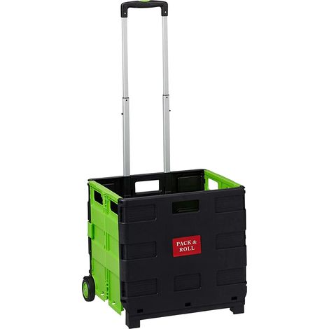 Carro de compras plegable asa ruedas de goma 35 kg cochecito de mercado aluminio plástico verde 1300007082 (1/5)