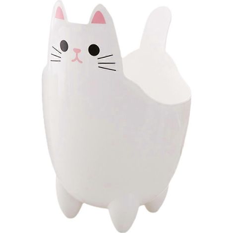 Poubelle de table en forme de chat de dessin animé, poubelle de bureau, poubelle pour la maison-20x13.5CM-White