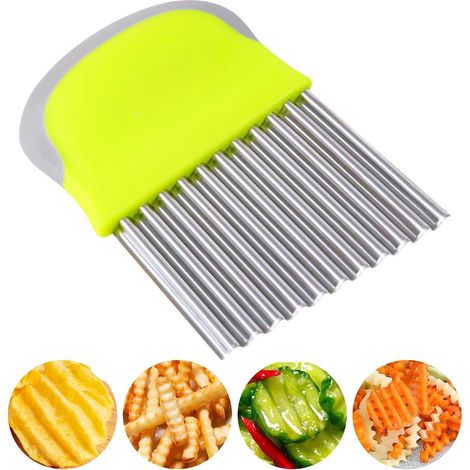 Tagliapatate e verdure - Coltello ondulato in acciaio inox per patatine fritte - Per patate, frutta, insalata (1/5)
