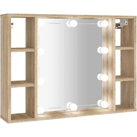 Armoire de miroir avec LED Chêne sonoma 76x15x55 cm (1/5)
