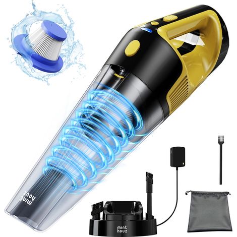 Aspirateur à Main sans Fil, Aspirateur De Voiture Portable 9 000 Pa avec Base 2 en 1, Capacité De 800 ML, Livré avec Une Lumière LED Et Trois Buses pour Chaque Occasion (1/5)
