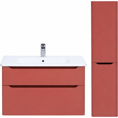 Meuble vasque suspendu VITRA Sento Round 120cm Terracotta mat + Colonne version droite