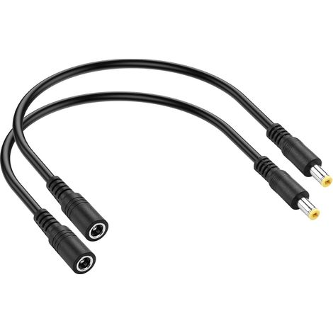 Lot de 2 câbles d'alimentation CC 5,5 x 2,5 mm mâle vers femelle CC 5,5 mm x 2,5 mm pour caméra de sécurité, bande LED, surveillance (0,3 m) (5,5 x 2,5 mm) (1/5)