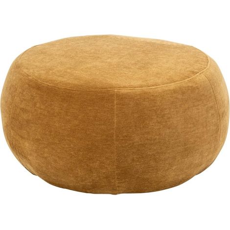 Pouf Rond en Tissu "Macaron" 79cm Moutarde (1/2)