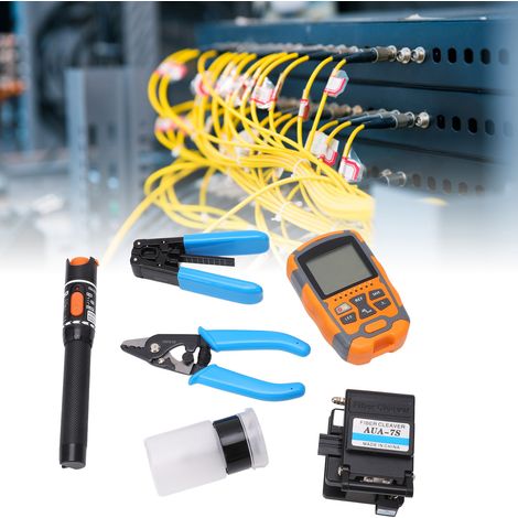 Kit de raccordement de fibre optique AUA-M7 Mini 3-en-1, comprenant un wattmètre, un stylo lumineux rouge et un couteau de coupe. (1/5)