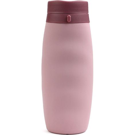 Botella de agua plegable de silicona de 600 ml con tapa, taza de viaje ligera para acampar y hacer senderismo - Crezuo