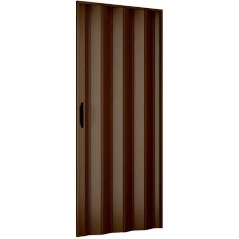 Porta a Soffietto in PVC spessore 9 mm "RIGI" con maniglia 82 x h 210 cm -Noce