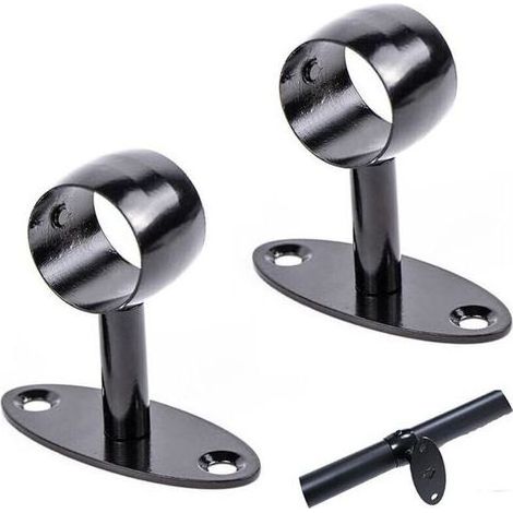 Support de rampe d'escalier en acier inoxydable, Ø33mm, 2 pièces, noir - Fixation murale pour intérieur (couloir, salle de bain) et extérieur (1/4)