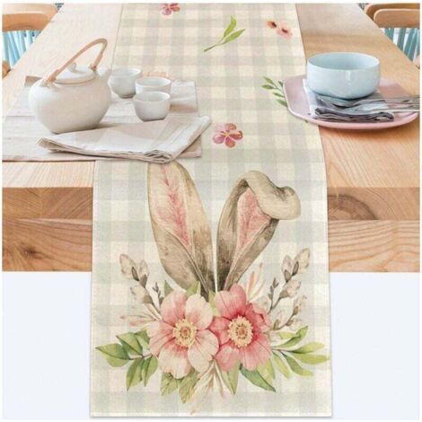 Easter Table Runner, 40x140cm, Easter Tablecloth, Easter Bunny Table Runner, Kitchen Table Decor, Seasonal Kitchen, Home Decor, Holiday (1/4)