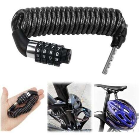 Cadenas Velo Antivol à 4 Chiffres, Modèle Long 150cm en Alliage Zinc et PVC, Petit Antivol Vélo, Facile à Transporter pour Scooters, Poussettes, Casques (1/4)