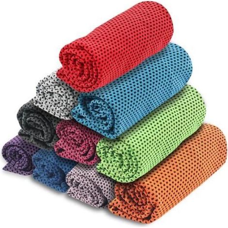 10 PCS Serviette Rafraîchissante, Serviette de Sport en Microfibre Refroidissante, pour Golf, Yoga (30 x 100 cm)