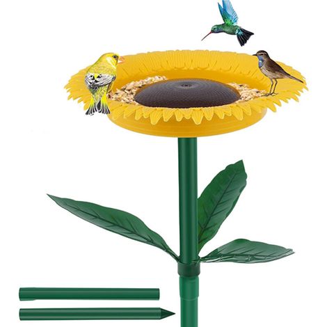 Mangeoire à oiseaux en forme de tournesol, mangeoire sur pied pour l'extérieur, bol en forme de fleur, plateau d'alimentation pour oiseaux décoratif (1/5)