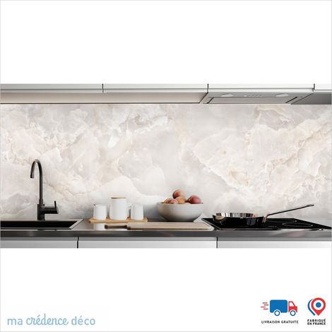 Crédence : Marbre de Monzano - Couleur Beige ivoire - Alu composite - 120 - 60 (1/3)