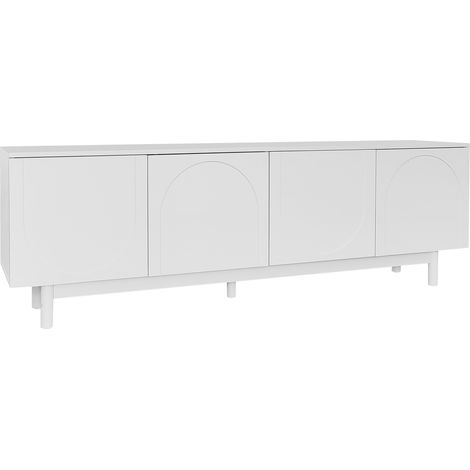 Mobile TV bianco moderno 175 x 38 x 56 cm con 4 ante e ripiani regolabili (1/5)