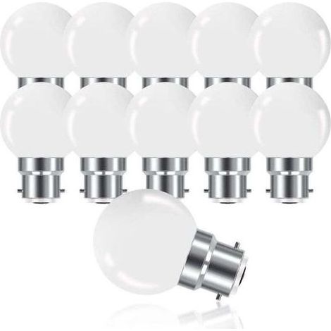 B22 3W Bajonett-LED-Lampe, Mini-Globe-Golfball-Lampe B22 G45, Warmweiß 3000K, 280LM, Nicht dimmbar, 10er-Pack [Energieklasse G] (1/4)