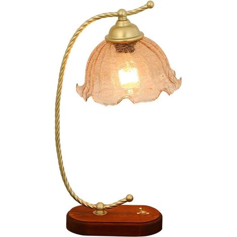 Französische Nachttischlampe aus Glas im Vintage-Stil für Schlafzimmer und Arbeitszimmer, dreifarbige Dimmfunktion in Weiß und warmem Gelb