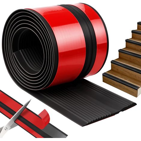 Profilé de nez de marche noir 1,2 m 50 x 25 mm Protection des bords d'escalier  Profilé de nez de marche autocollant pour extérieur, antidérapant, pour intérieur/extérieur (1/5)
