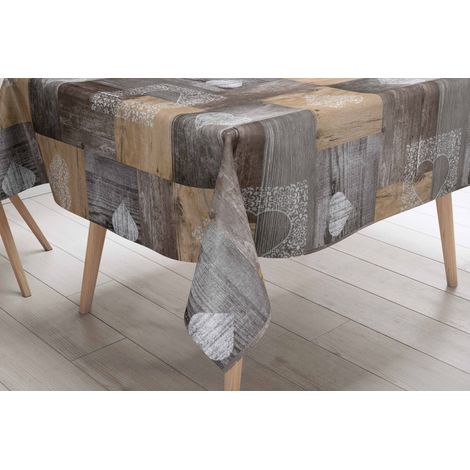 TOVAGLIA LIMA © in TELA CERATA plastificata LAVABILE idrorepellente in PVC TIROLESE Marrone made in Italy Cm. 140x100 x4 persone (1/5)