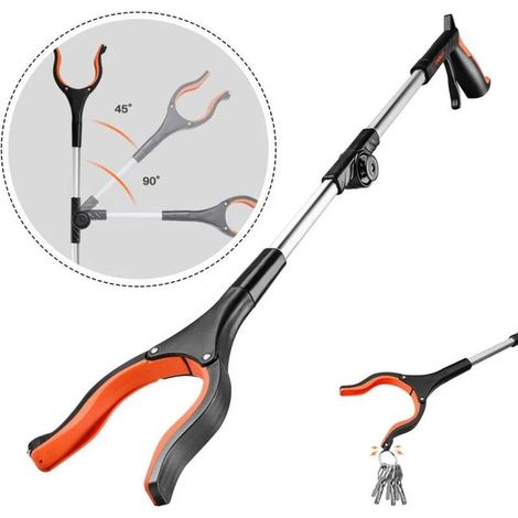 Pince de Préhension Pliable 180°, Ramassage Magnétique en Aluminium, Outil d’Extension Rotatif 90°, Tête Caoutchouc pour Déchets, Accessoire de Jardinage Léger (1/4)