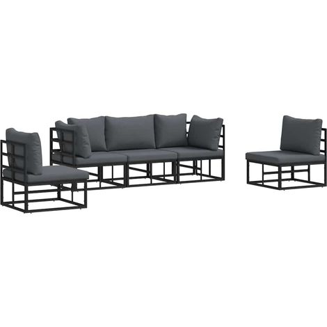 Maison Exclusive - Ensemble de canapé de jardin avec coussin 5 pcs Noir Aluminium (1/5)