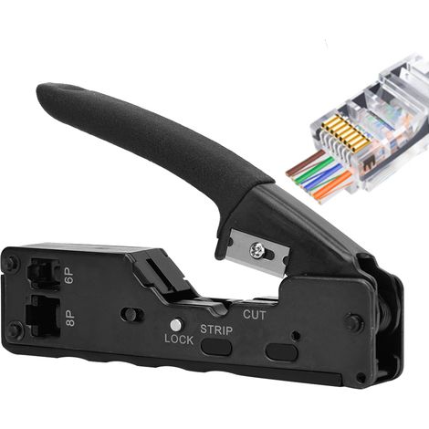 Pince à sertir multifonction pour câble réseau, embouts RJ45 8P8C et 6P6C, capacité de sertissage pour connecteurs cristal (1/5)