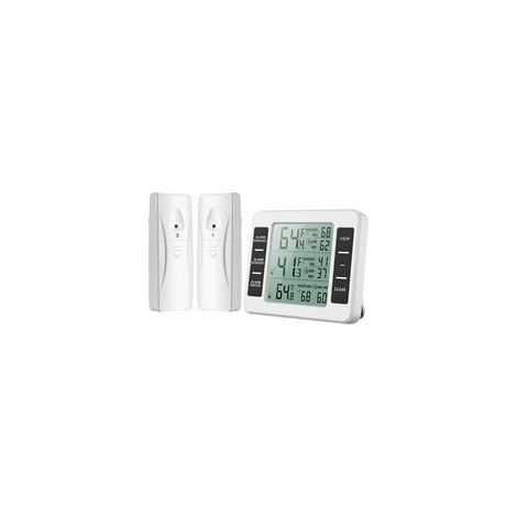 Thermomètre réfrigérateur sans fil avec 2 capteurs Alarme MAX/MIN Plage -40℃ à 60℃ Grand écran LCD Installation facile (1/5)