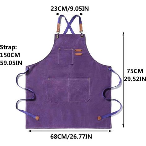 1 Tablier, Toile de coton, 3 poches, Liens réglables, Cuisine Soudure Atelier (1/4)