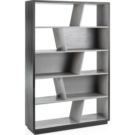 Étagère graphique en cèdre patiné gris - noir et naturel à patine grise (1/5)