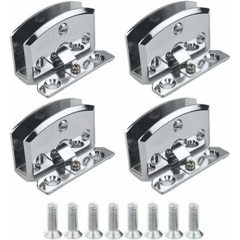 Cerniere per ante in vetro (argento) per vetrine, cantinette per vini, cerniere a clip, ricambi, adatte per vetro di spessore 5-8 mm - 4 pezzi