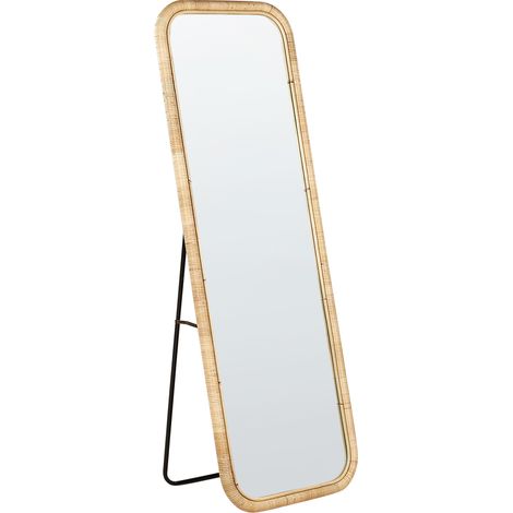 Espejo de pie elegante de ratán 150x50 cm estilo boho salón dormitorio accesorios para el hogar natural Malange