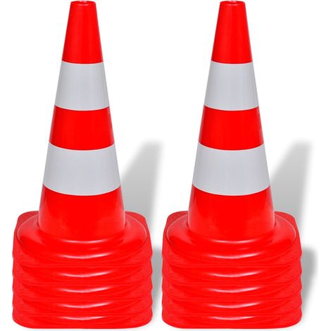 Cône de signalisation réfléchissant 10 pcs 50 cm Rouge et blanc (1/5)